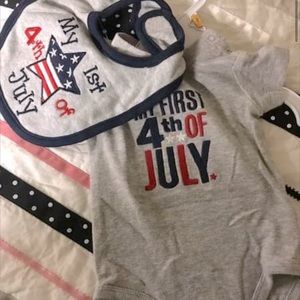 Carters “my first 4th of July” onesie with bib